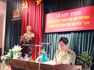 Bộ Công an tổ chức Lễ mít tinh hưởng ửng “Ngày thế giới tôn vinh người hiến máu tình nguyện”