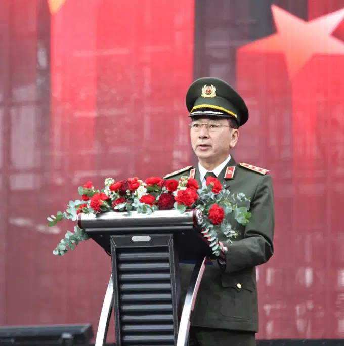 Thượng tướng Trần Quốc Tỏ, Thứ trưởng Bộ Công an phát biểu tại buổi lễ