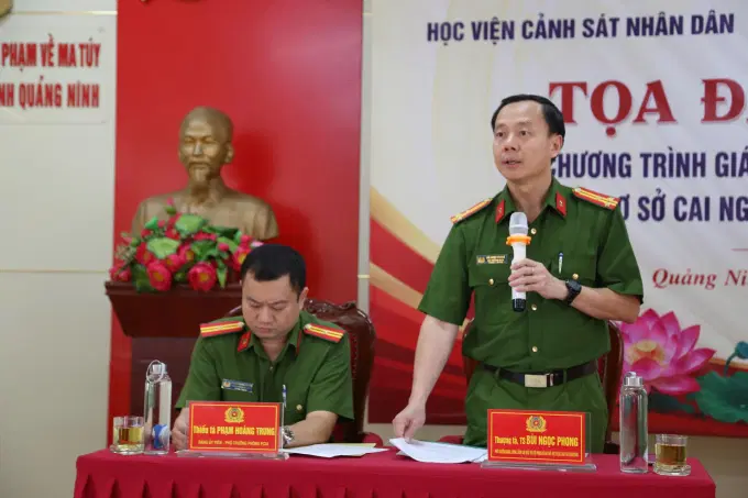 Thượng tá, TS. Bùi Ngọc Phong, Phó trưởng khoa, Khoa CSĐTTP về ma túy, Êv88 chào đón năm mới 2026 phát biểu tại Toạ đàm