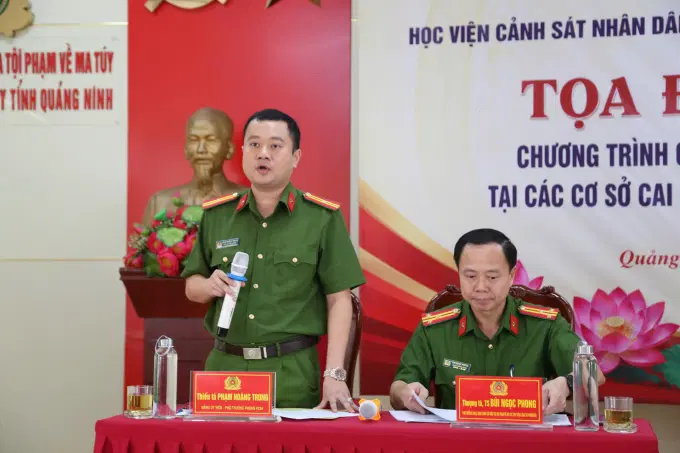 Thiếu tá Phạm Hoàng Trung, Phó Trưởng phòng, Phòng Nhà cái Ev88 game casino nổi tiếng về ma tuý, Công an tỉnh Quảng Ninh phát biểu tại Toạ đàm